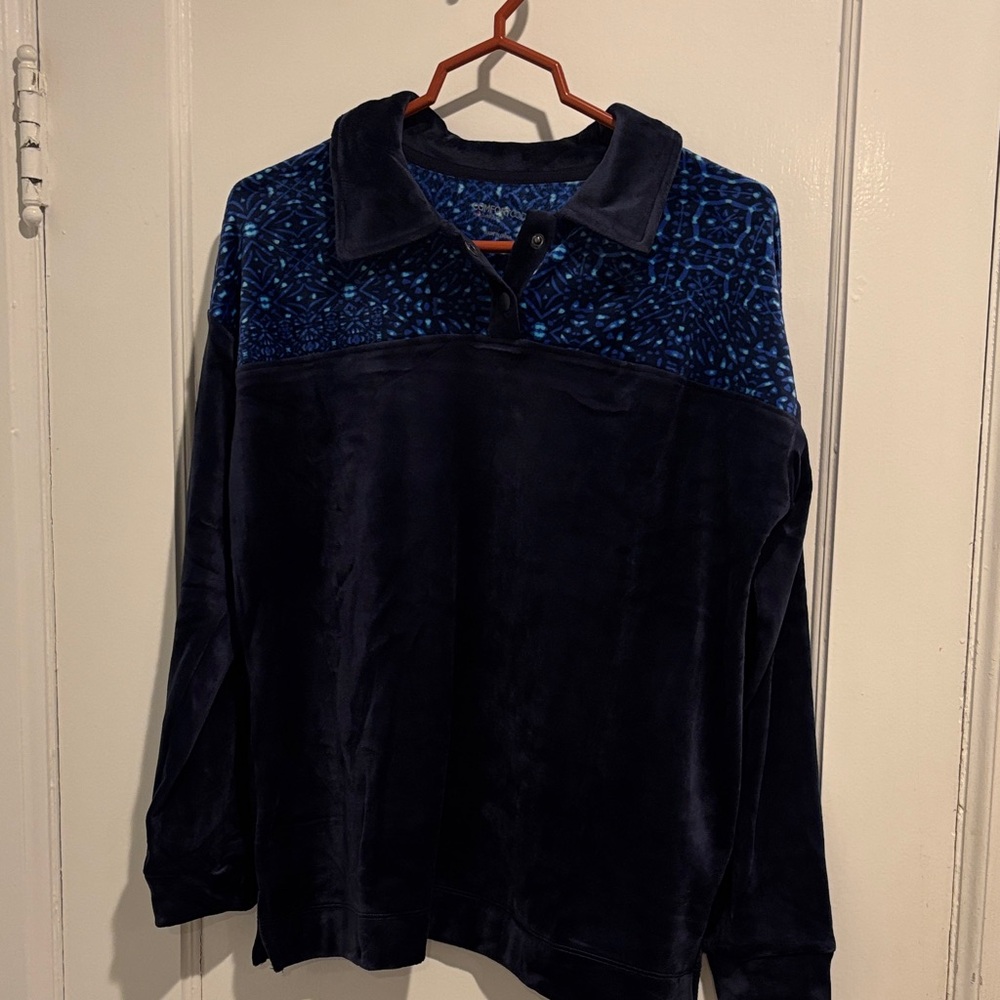 Navy and Blue Velour Patterned Pullover - New in bag